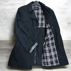 【訳あり・Lサイズ】バーバリーブラックレーベル トレンチコート 黒 ノバチェック