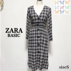 ZARA BASIC チェック柄ミディ丈ワンピース