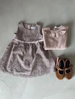 タルティーヌエショコラ　リバティ柄　ワンピース　90 コーデュロイ