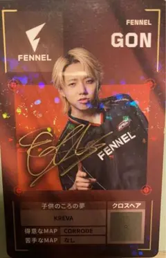 S*n様 VCJ プレイヤーカード FENNEL GON VALORANT ゲーム・おもちゃ・グッズ S*n様 VCJ プレイヤーカード