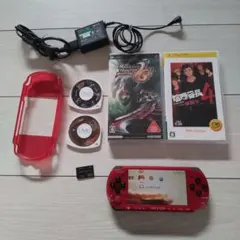 超美品★psp3000本体★赤×黒★純正バッテリー、ゲーム、メモリー、純正充電器