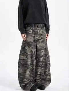 迷彩柄 ワイドパンツ y2k