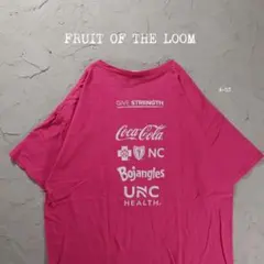 FRUIT OF THE LOOM Tシャツ 企業ロゴ　コカコーラ　ピンク