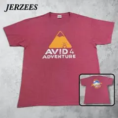 ジャージーズ Tシャツ L 赤 両面プリント 山 バックプリント アウトドア古着