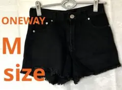 美品 OneWay ブラックフリンジデニムショートパンツ (M) 可愛い