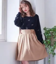 MAJESTIC LEGON ウエスト編上げフレアースカート サイズM