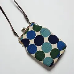 水玉模様がま口スマホショルダーバッグ