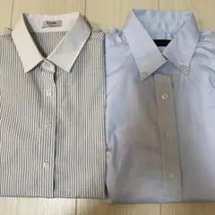 ストライプと淡い青のシャツ2点セット