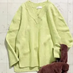 人気♪ ガリャルダガランテ カシミヤブレンド Vネックニット L相当 グリーン