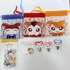 ハム太郎　ミニ巾着　ミラー　ヘアクリップ　セリア