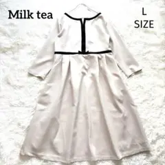 Milktea シエル・リボン＆トリミングポンチワンピース フォーマル 産前産後