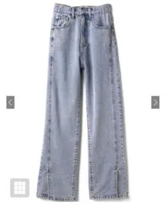 GRL フロントスリットハイウエストデニムパンツ cu300 S ケミカルブルー