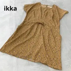 ikka イッカ 小花柄チュニック ウエスト紐付き 総柄 山吹色系 サイズMのサムネイル