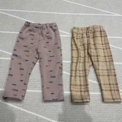 ベビー キッズ 長ズボン 2枚セット 車柄 チェック柄 80cm