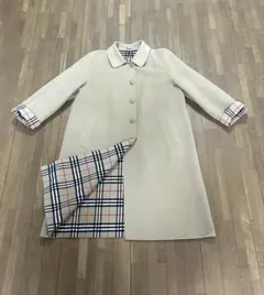 【最高級】バーバリー カシミヤ混 ロングコート　ノバチェック 15BR 　茶色