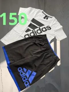 美品　アディダス キッズ 150 セットアップ Tシャツ ハーフパンツ 上下