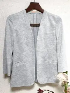 紫ちゃん様専用【新品タグ付き】ORIHICA グレーノーカラージャケット