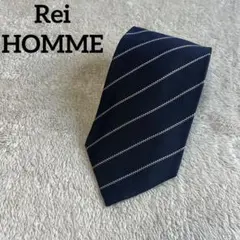 【美品】Rei HOMME ネクタイ ネイビー ストライプ シルク 日本製