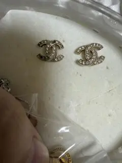 CHANEL ココマーク ラインストーン ピアス