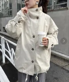 袖取り外しポンチョ風トレンチミドル丈コート　チャオパニックティピーのサムネイル