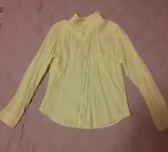 綿×麻　チェックシャツ 13号 イエロー×ホワイト イマージュ