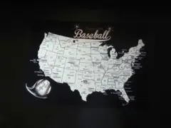 A4 額付き ポスター 野球場 メジャーリーグ 地図 MLB map レトロ