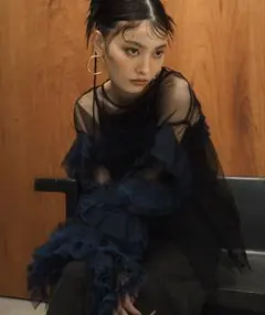 アンドレスド デコラティブチュールトップス ダブルクロスオールインワンドレス