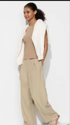 UNIQLO ウルトラストレッチエアリズムワイドパンツ丈長め