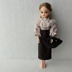 No.478 リカちゃん服　ハンドメイド　ワンピース　バッグ　ピアス