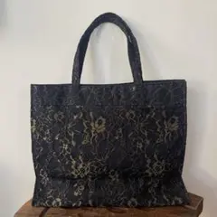 ⭐︎ハンドメイド⭐︎ フォーマル サブバッグ ブラック ゴールド レース仕立て