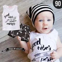 【春夏新作】北欧柄➹タンクトップ&ショートパンツ上下セット/90