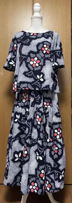 浴衣リメイク 有松絞りワンピース パッチワーク Lサイズ - メルカリ