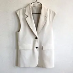 GU ジレ オーバーサイズテーラードベストナチュラル 裏地ポケット付き Sサイズ