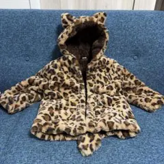 耳付きフード ヒョウ柄　コート 厚手 防寒