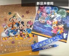 【新品未使用】ミッキー＆フレンズ　A4ファイル・メガネ拭き・ボールペンセット