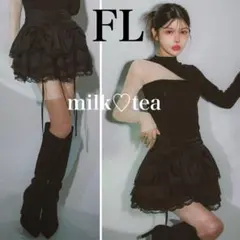 新品タグ付 ダーリッチ ランダムフリルミニスカート ブラック 黒 FLサイズ