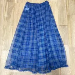 CIAOPANIC TYPY青とチェック柄 フレアスカート