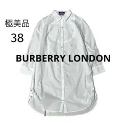 BURBERRY LONDON シャツワンピース　白38 ノバチェック　刺繍ロゴ