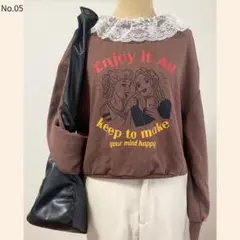 【新品タグ付き】2way レース襟付きプリントスウェット｜大人カジュアル