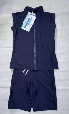 スクール水着女の子用ネイビー130cmセパレート上下伸びるゼッケン付き新品タグ付