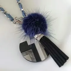 バッグチャーム　ミンクファーチャーム　タッセル付バックチャーム