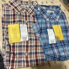 綿100% チェックシャツ　M、Lセット