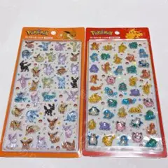 韓国 ポケモン ドロップ シール ステッカー 2種 オレンジ 赤