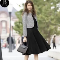 新品フロリア セレモニーツイードノーカラージャケット ワンピースセットアップ