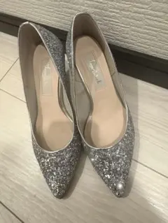 Laura Lea シルバー グリッターパンプス