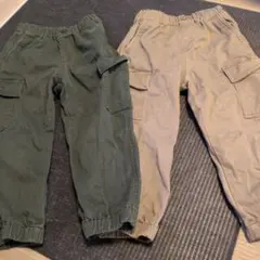 さらにお値下げユニクロカーゴパンツ2枚セット、ベージュ、カーキ110