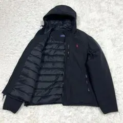 ラルフローレン 現行QRタグ フード付ダウンジャケット ブラック ポニー刺繍