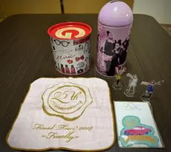 安室奈美恵 2缶、3体アクリルスタンド、タオル、ワッペンの7点セットまとめ売り