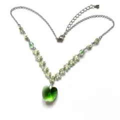 ネックレス　りんご　青リンゴ　グリーンアップル　パール　緑　森ガール　y2k