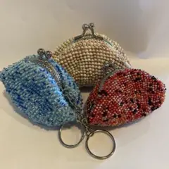 ハンドメイド　がま口　ビーズ財布　3個　手作り